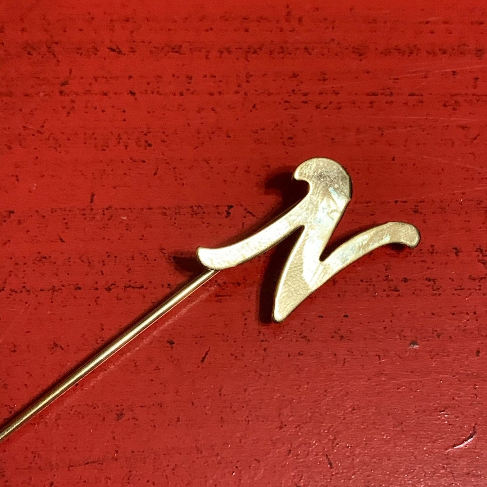 Vintage letter “N” lapel stick pin. Hat pin.